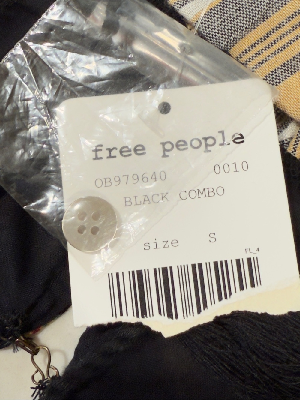 Free People Under the Sun Tunic dress black combo boho floral striped small FLAW - Picture 4 of 16